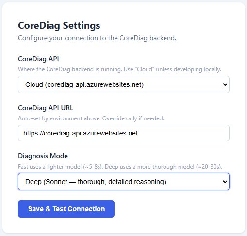 AxleOS settings page